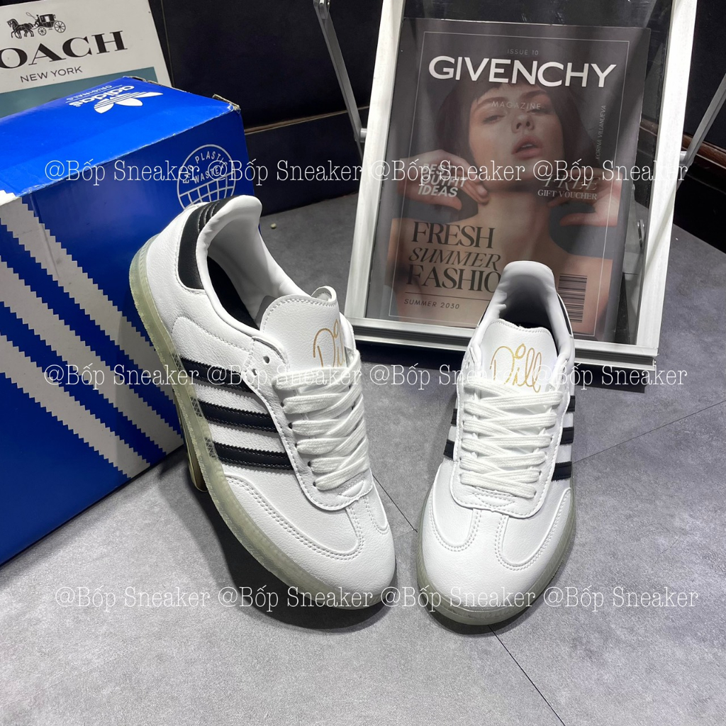 Giày thể thao AdiDas Samba Vegan Classic White Black Trắng Sọc đen đế trong.
