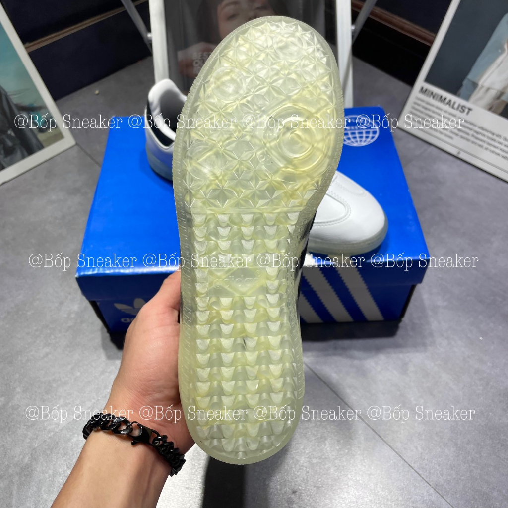 Giày thể thao AdiDas Samba Vegan Classic White Black Trắng Sọc đen đế trong.
