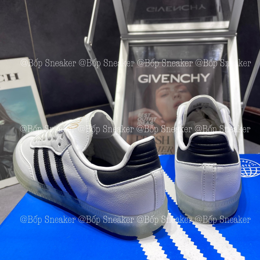 Giày thể thao AdiDas Samba Vegan Classic White Black Trắng Sọc đen đế trong.