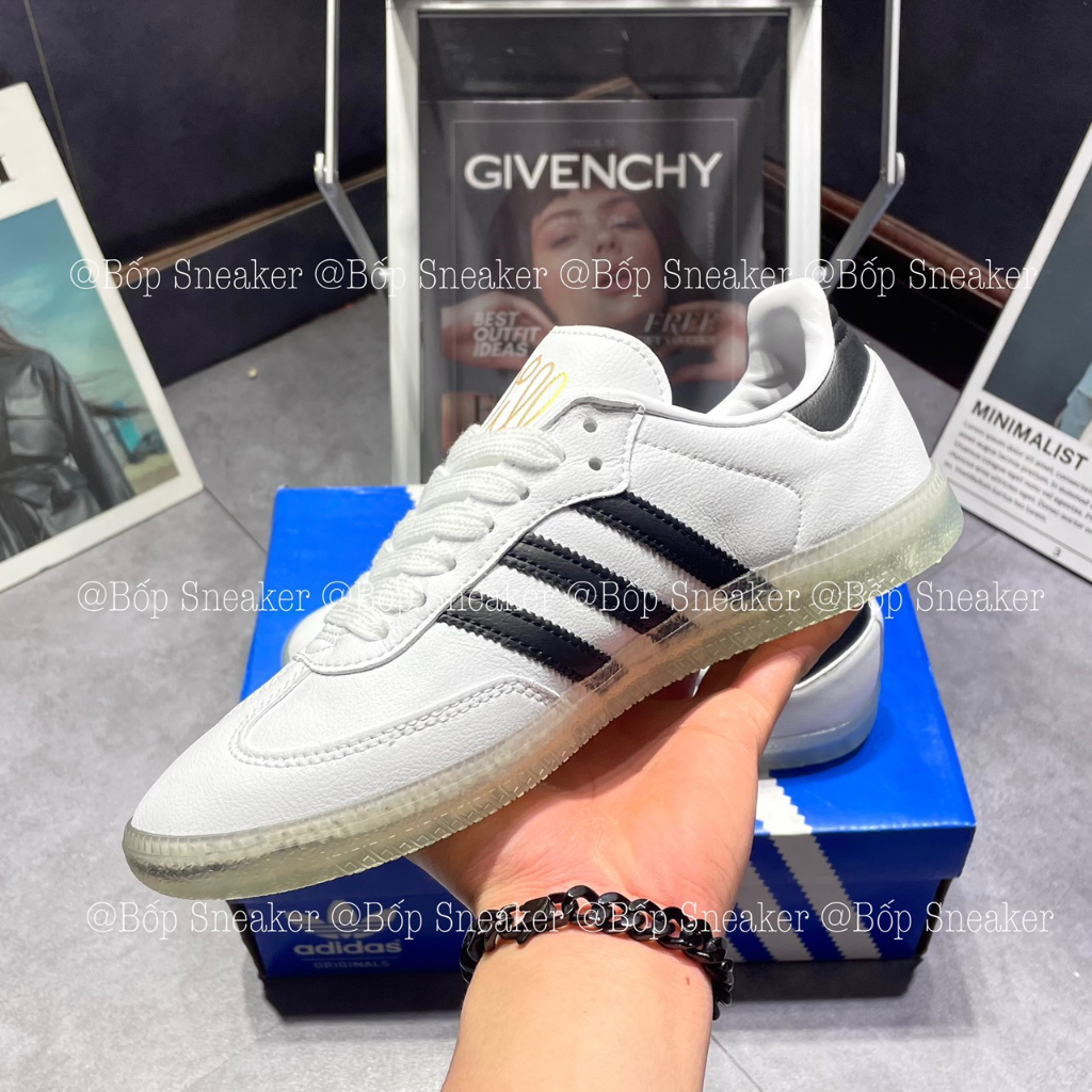 Giày thể thao AdiDas Samba Vegan Classic White Black Trắng Sọc đen đế trong.
