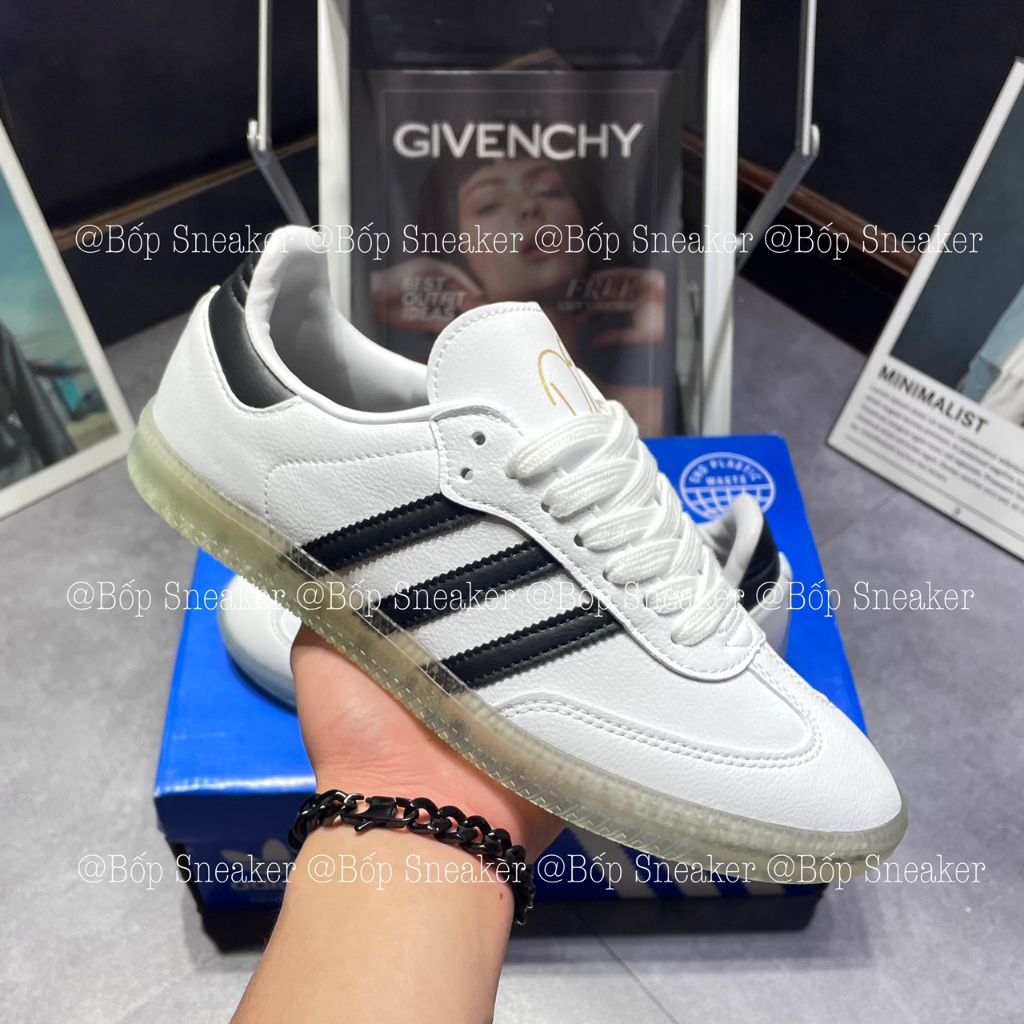 Giày thể thao AdiDas Samba Vegan Classic White Black Trắng Sọc đen đế trong.