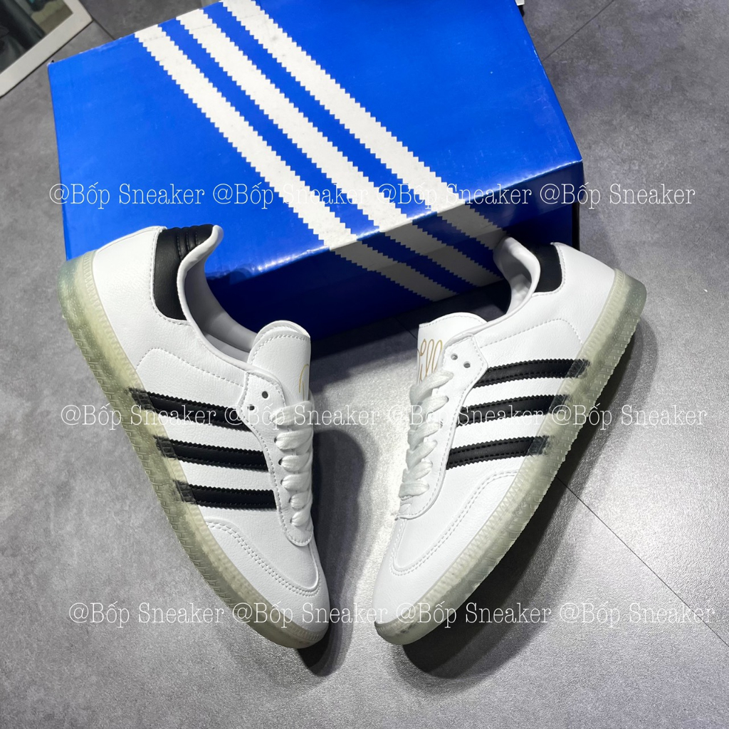 Giày thể thao AdiDas Samba Vegan Classic White Black Trắng Sọc đen đế trong.