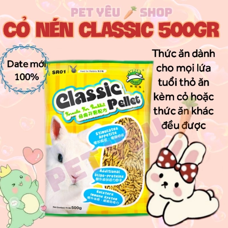 cỏ nén CLASSIC PELLET 500gr với thành.phần cỏ khô alfa cỏ.timothy thức ăn dành cho mọi bé thỏ🐰🐰🐰❤❤