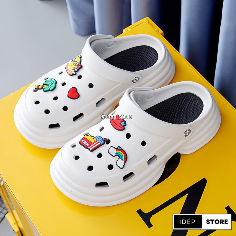 Dép sục CROSS nữ đế độn cao 5cm tăng chiều cao TẶNG 6 Stickers cute siêu nhẹ- Sục y tá đế bánh mì dày iDÉP SL062