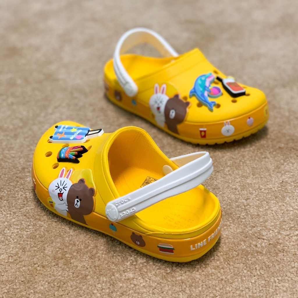 Giày dép Cross trẻ em Linefriend Clog nhiều màu size 24 đến 35 - Tặng 6 Jibbizt dễ thương - Sấu vui vẻ Official
