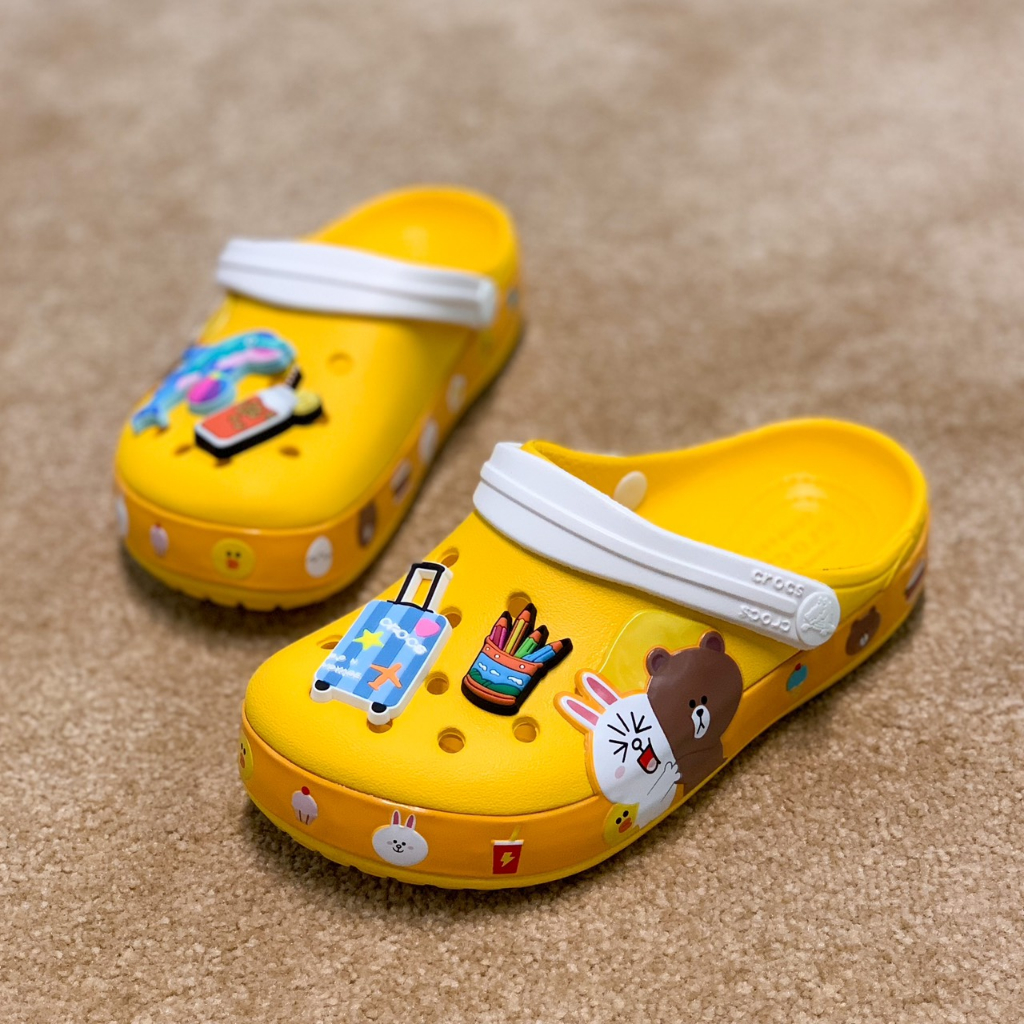 Giày dép Cross trẻ em Linefriend Clog nhiều màu size 24 đến 35 - Tặng 6 Jibbizt dễ thương - Sấu vui vẻ Official