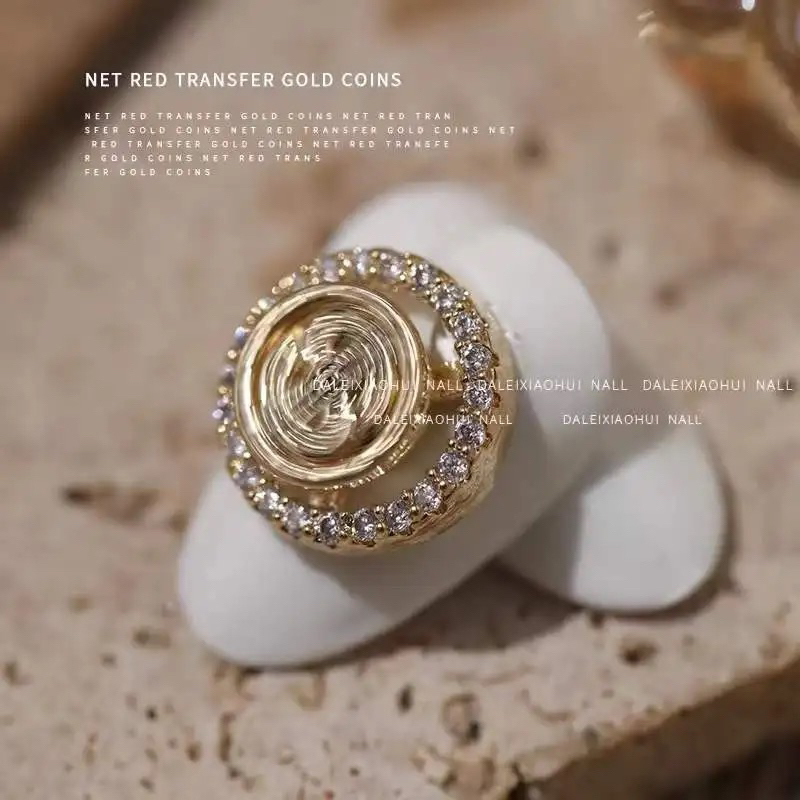 Charm vòng xoay cao cấp / chaảm đồng xu may mắn charm đính móng tay nail