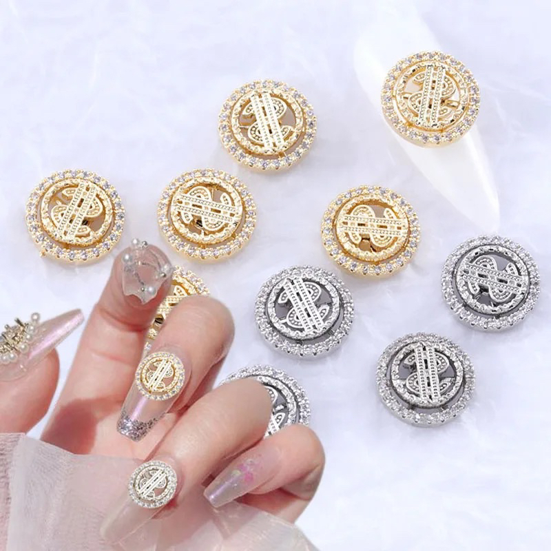 Charm vòng xoay cao cấp / chaảm đồng xu may mắn charm đính móng tay nail