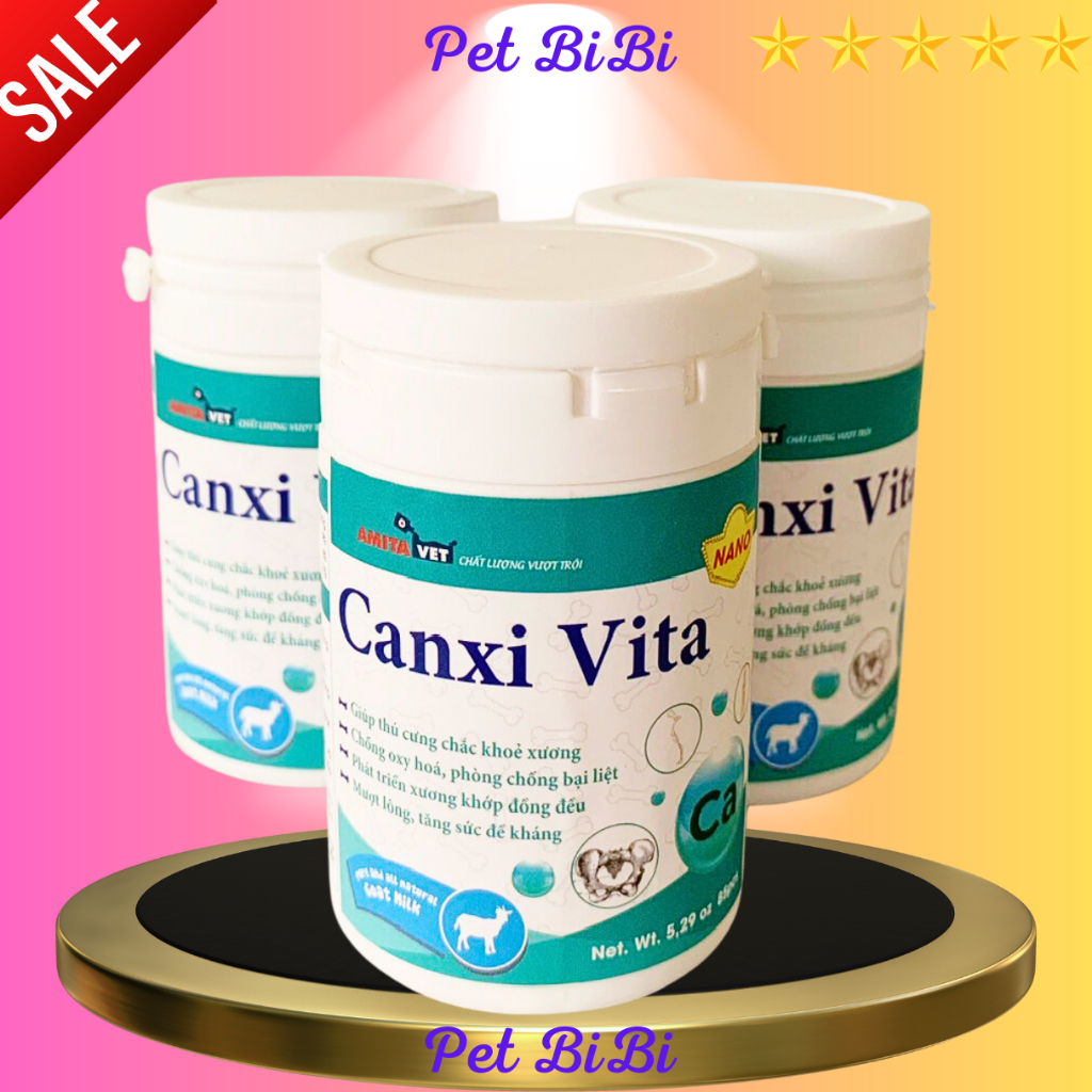 Canxi cho Chó, Mèo CANXI VITA hộp 85 viên cho chó bầu phục hồi, bị hạ bàn, tai cụp, giúp thú cưng chống loãng xương