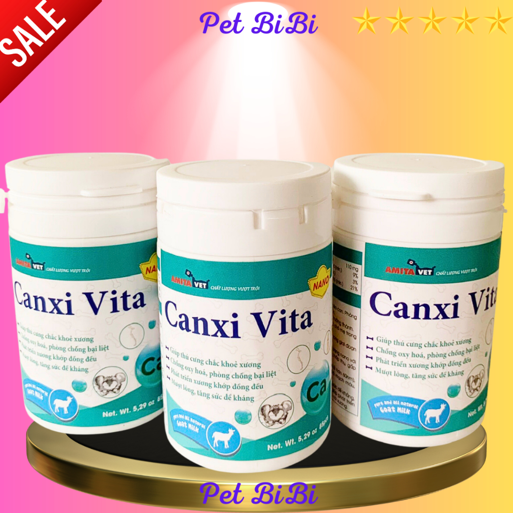 Canxi cho Chó, Mèo CANXI VITA hộp 85 viên cho chó bầu phục hồi, bị hạ bàn, tai cụp, giúp thú cưng chống loãng xương