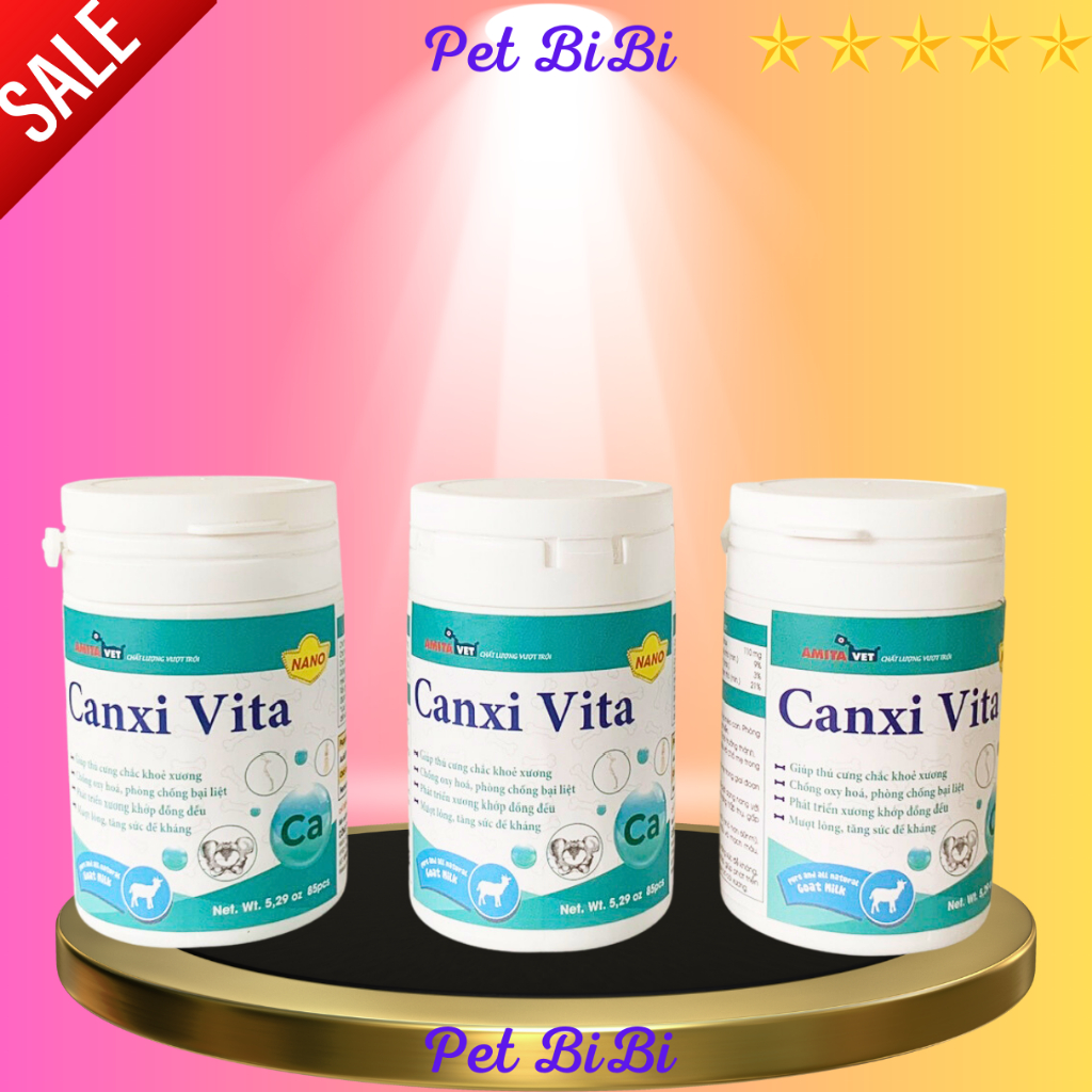 Canxi cho Chó, Mèo CANXI VITA hộp 85 viên cho chó bầu phục hồi, bị hạ bàn, tai cụp, giúp thú cưng chống loãng xương