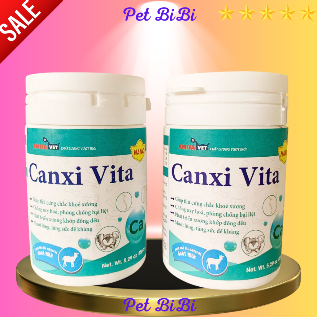 Canxi cho Chó, Mèo CANXI VITA hộp 85 viên cho chó bầu phục hồi, bị hạ bàn, tai cụp, giúp thú cưng chống loãng xương