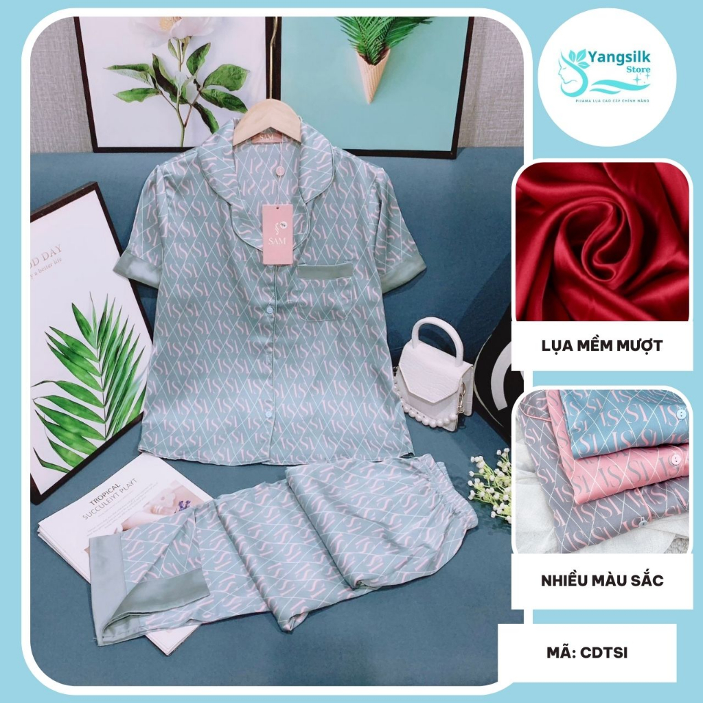 Bộ mặc nhà nữ Sam tay cộc quần dài pijama lụa cao cấp mát mịn nhẹ nhàng phù hợp mọi độ tuổi