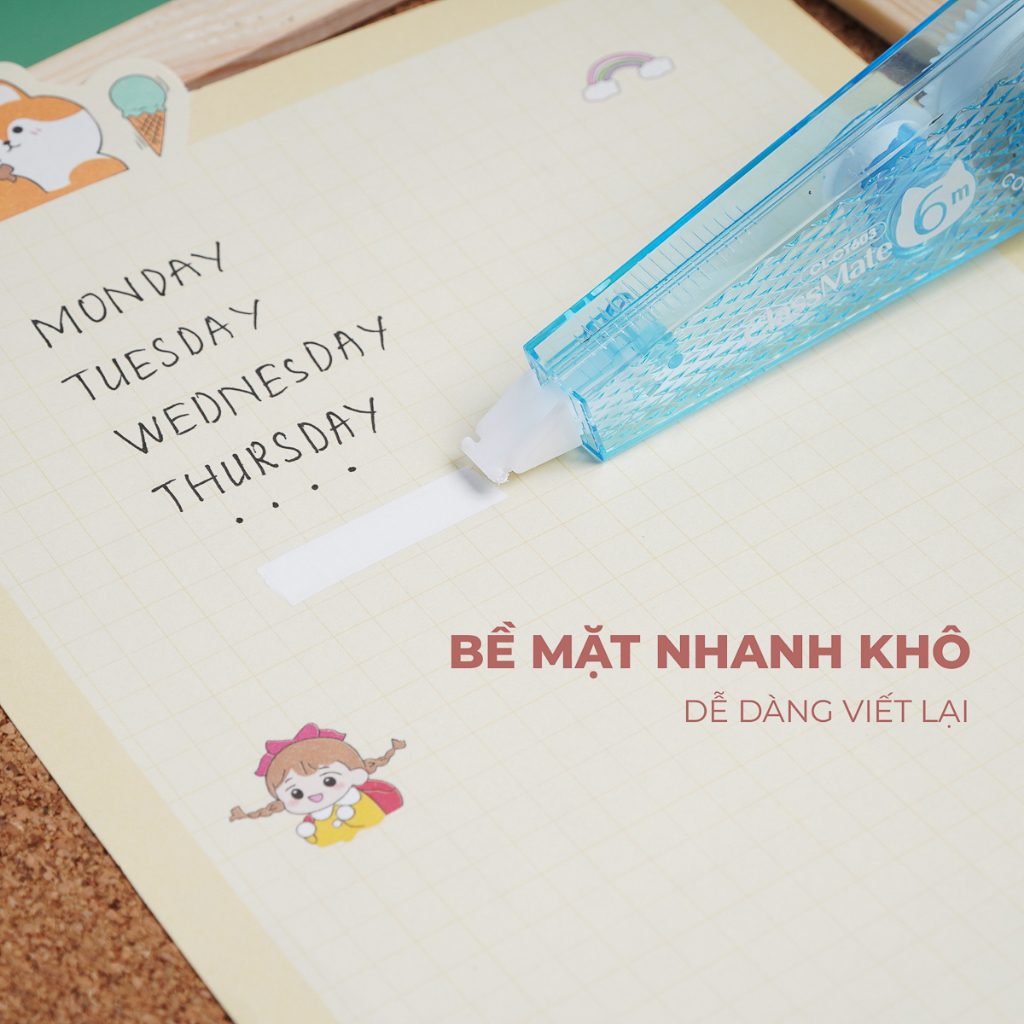 Bút Xóa Băng Kéo Classmate Thiết Kế Tam Giác Vân Kim Cương, Hình Dáng Nhỏ Gọn, 6mx5mm CL-CT603