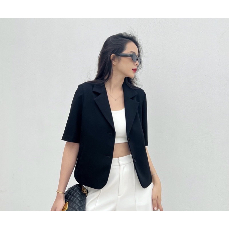 [ ẢNH THẬT - SIZE XS ] Áo BLAZER nữ tay ngắn Winnie phong cách Hàn Quốc