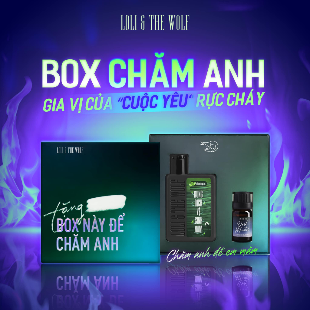 Bộ quà tặng nam giới BOX CHĂM ANH Loli The Wolf - Dung dịch vệ sinh nam 80ml & Nước hoa vùng kín nam 10ml