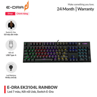 Bàn phím gaming, bàn phím máy tính cơ chơi game có dây E-Dra EK3104L Rainbow - E-Dra Switch - Hàng chính hãng