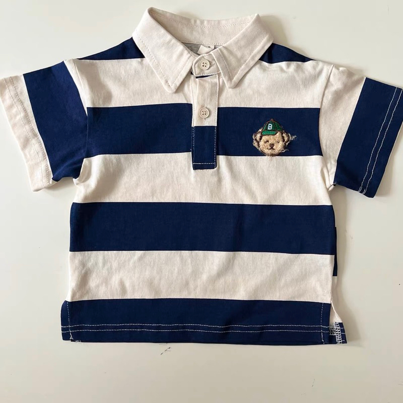 Áo polo sọc ngang dễ thương cho bé
