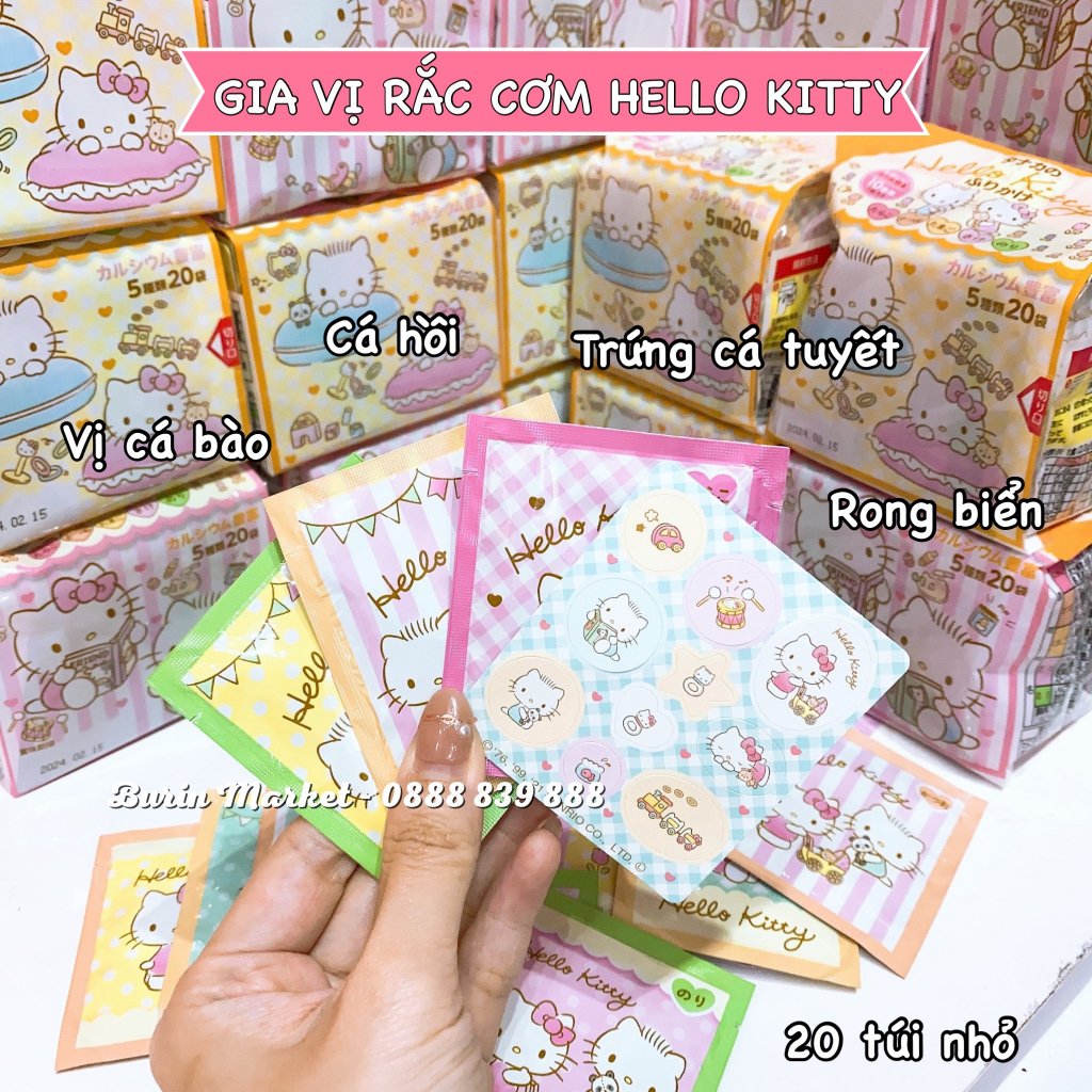 Gia vị rắc cơm Hello Kitty Nhật mẫu mới gồm 20 gói nhỏ cho trẻ ăn dặm, gia vị thơm ngon cho bé - Burin Market