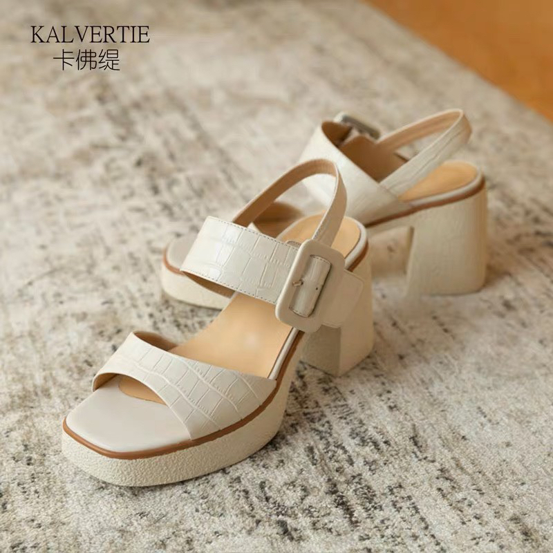 Giày  Sandal Quai Ngang Da Thật Vân Cá S.ấu ts73054