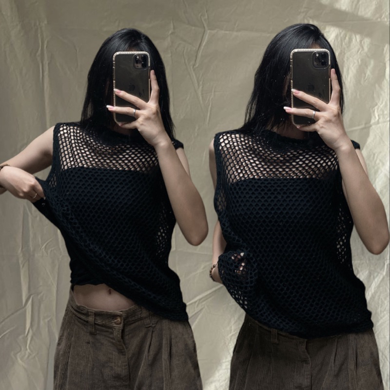 Áo lưới crochet len móc si Hàn, Nhật