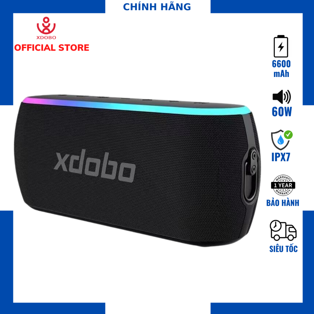 Loa Bluetooth XDOBO X8 III, Loa Công suất 60W, Bass mạnh, Pin 6600mAh, Kháng nước - Chính hãng, Bảo hành 12th - OBIBI