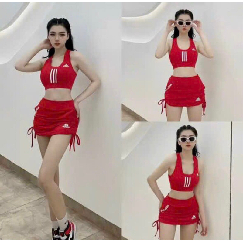 Bộ tập chân váy rút dây adidas tập gym tập aerobic  hàng chuẩn loại 1 . Lên from siêu đỉnh❤️❤️