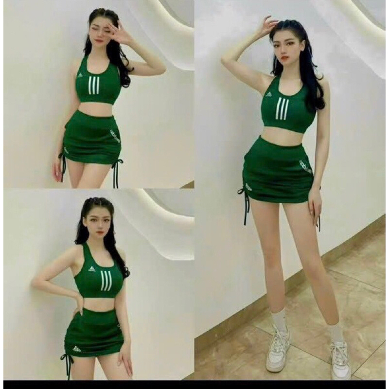 Bộ tập chân váy rút dây adidas tập gym tập aerobic  hàng chuẩn loại 1 . Lên from siêu đỉnh❤️❤️