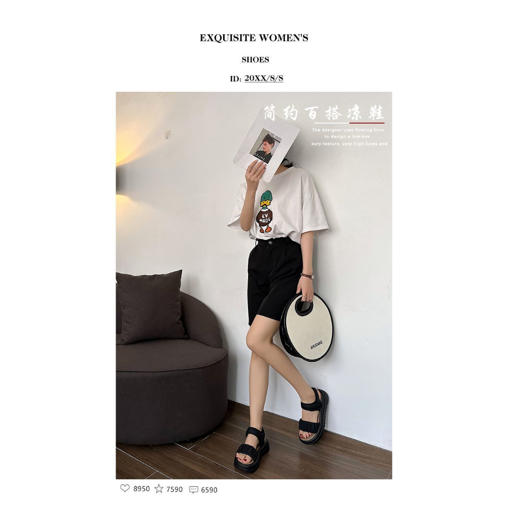 Sandal nữ bánh mỳ big size 40 41 42 43 đế dày 4cm