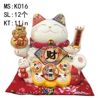 Mèo Thần Tài sứ ngoắc tay vẫy tay 25cm cao