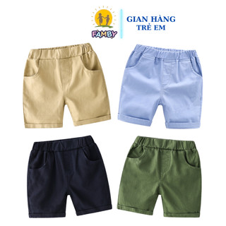 Quần đùi bé trai, quần short kaki mềm mại, bo chun co dãn thoải mãi từ 2 đến 8 tuổi Famby