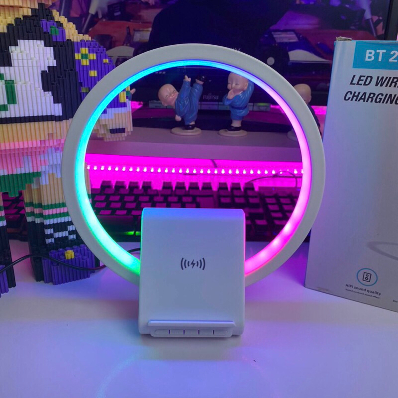 Loa Bluetooth Kiêm Sạc Không Dây, Đèn Ngủ LED RGB BT256 - Loa Máy Tính Bluetooth Trang Trí Decor Bàn Làm Việc