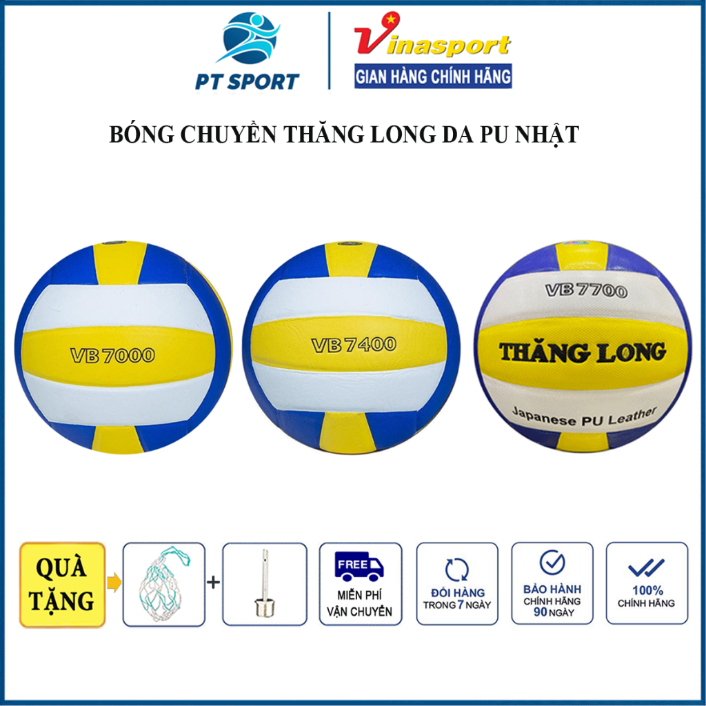 Bóng chuyền Thăng Long da Nhật VB7000, VB7400, VB7700 chính hãng (tặng túi lưới, kim bơm) banh chuyền Thăng Long
