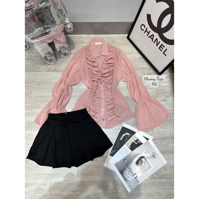 Set áo dây rút kèm chân váy
