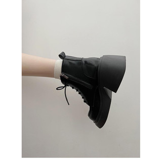 ( CÓ SẴN) Giày bốt đế cao cổ lỡ da trơn - Mazzy boots