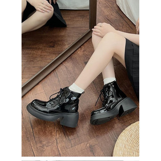 ( CÓ SẴN) Giày bốt đế cao cổ lỡ da trơn - Mazzy boots