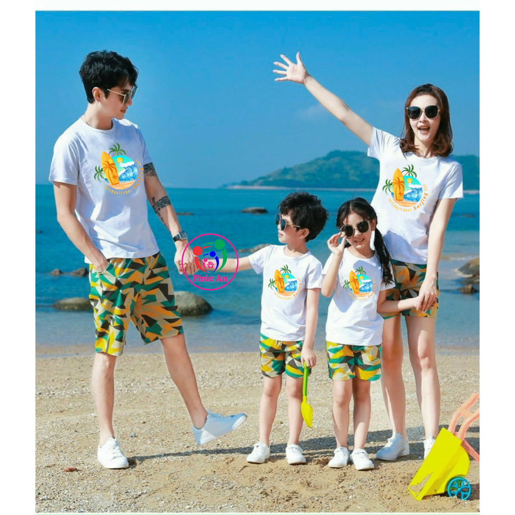 Set Bộ Áo và Quần Đồ đi biển đội nhóm gia đình 3 4 5 người đồng phục du lịch nam nữ đủ size - Surfing Day