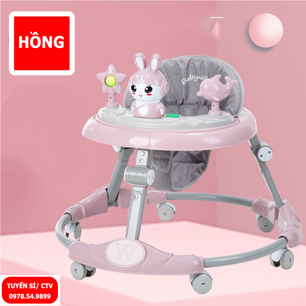 Xe tròn tập đi cho bé gấp gọn, điều chình độ cao kèm nhạc và đèn