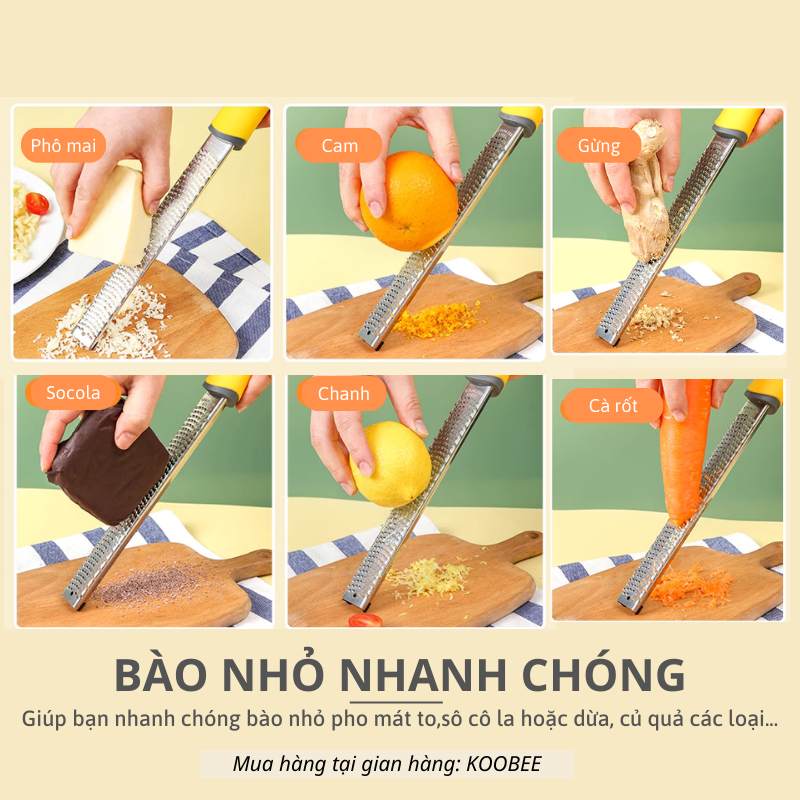 Dụng cụ nạo phô mai/vỏ chanh/socola/củ quả KOOBEE chất liệu Inox 304 cao cấp chuyên nghiệp (PKB47)