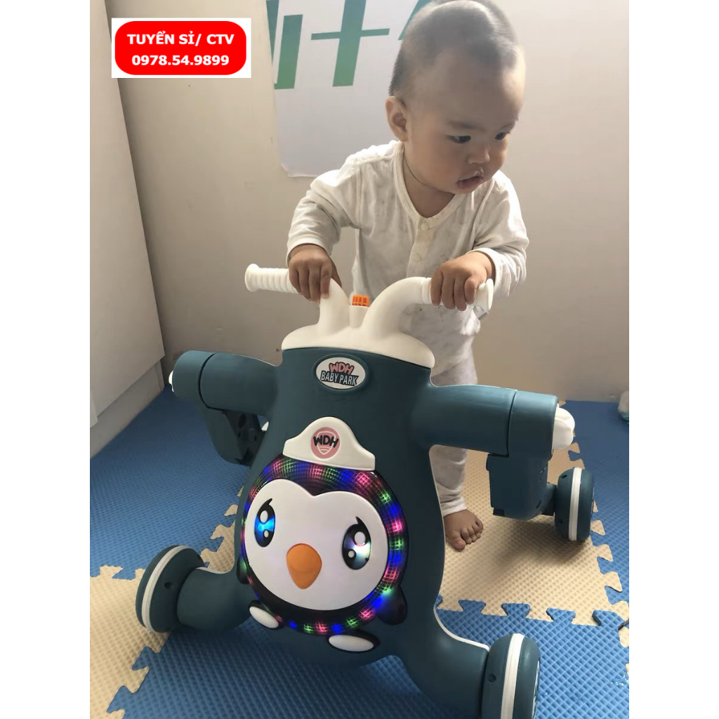 Xe tập đi đa năng cho bé 3in1 kèm xe chòi chân và xe trượt scooter kèm nhạc và đèn