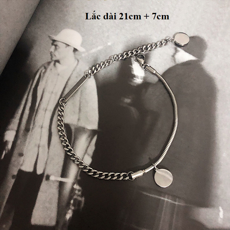 Lắc chân nam titan dây xích phối dây tròn trẻ trung cá tính dây đơn và dây đôi
