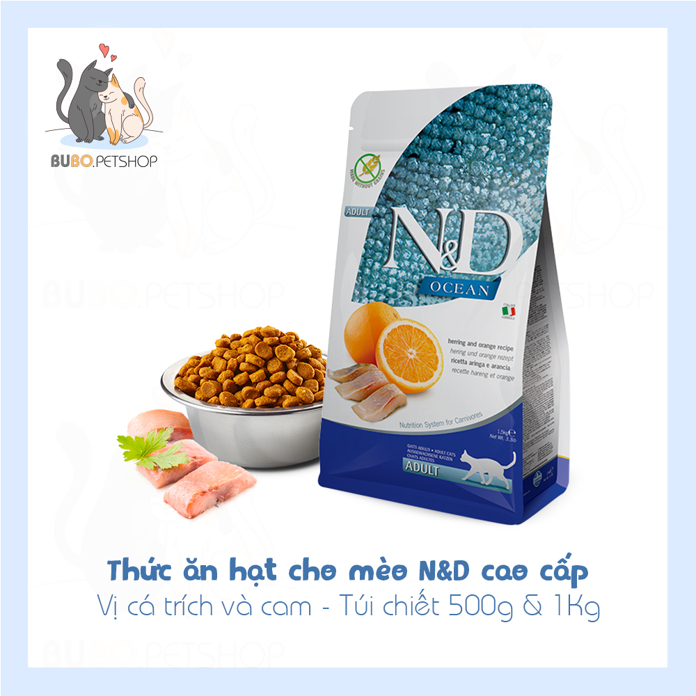 Hạt N&D Cá Trích & Cam Cao Cấp Cho Mèo Cưng - N&D Herring and Orange