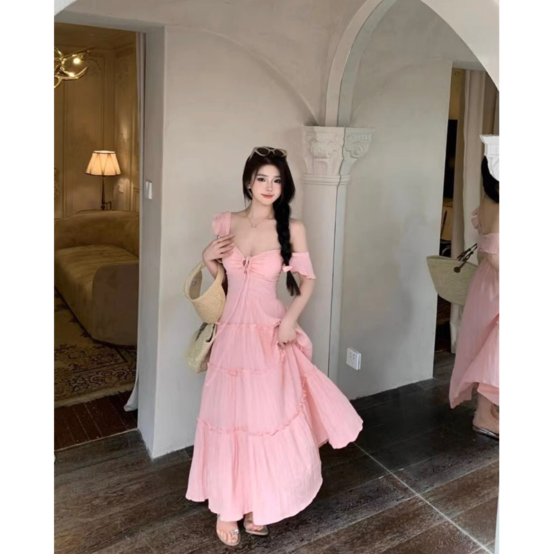 Váy hồng dài tiểu thư STRAWBERRY