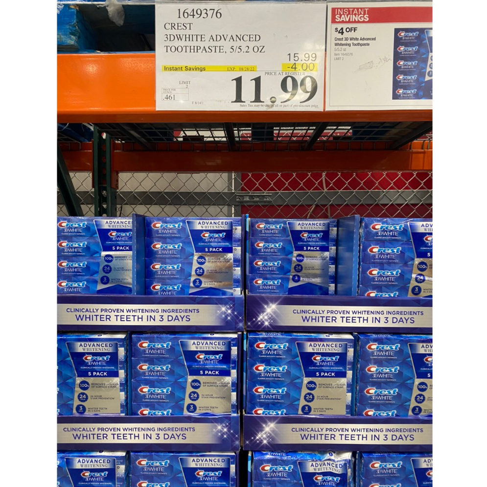 Tuýp Kem đánh răng Crest 3D 147g White Advanced Whitening tuýp 147g từ Mỹ