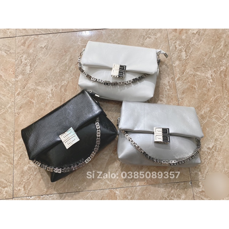 Túi Xách Nữ Kẹp Nách Da Mềm Phối Xích Khoá Vuông Túi Đeo Chéo Nữ