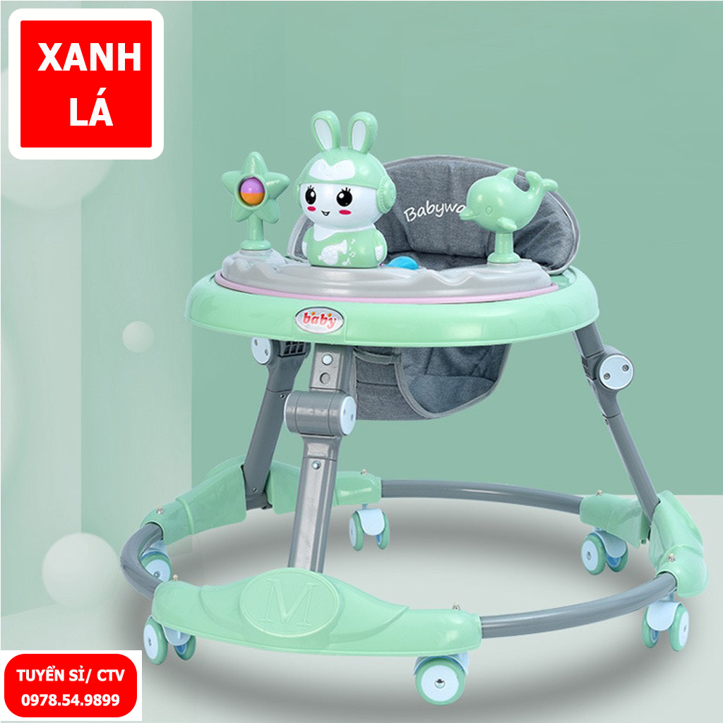 Xe tròn tập đi cho bé gấp gọn, điều chình độ cao kèm nhạc và đèn