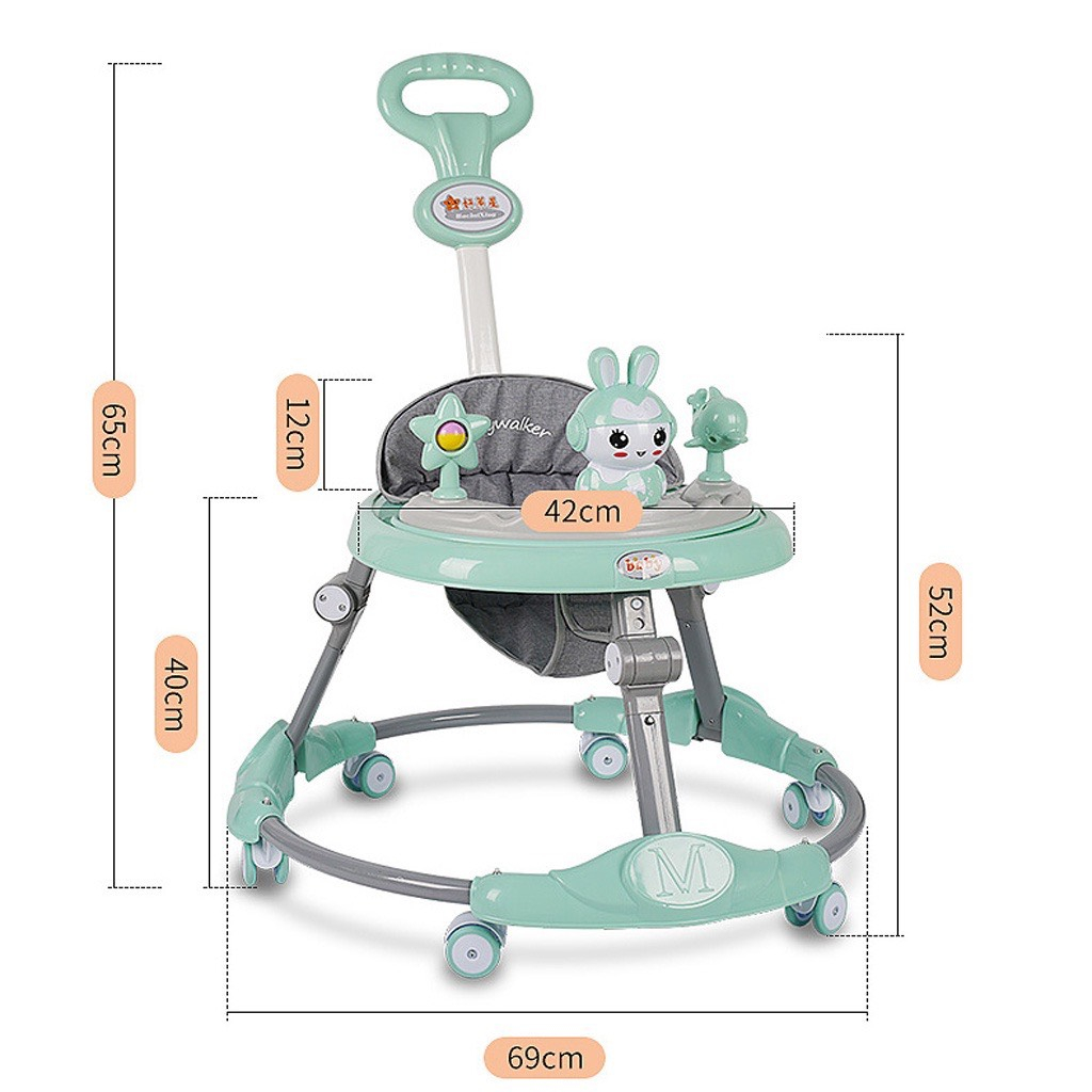 Xe tròn tập đi cho bé gấp gọn, điều chình độ cao kèm nhạc và đèn