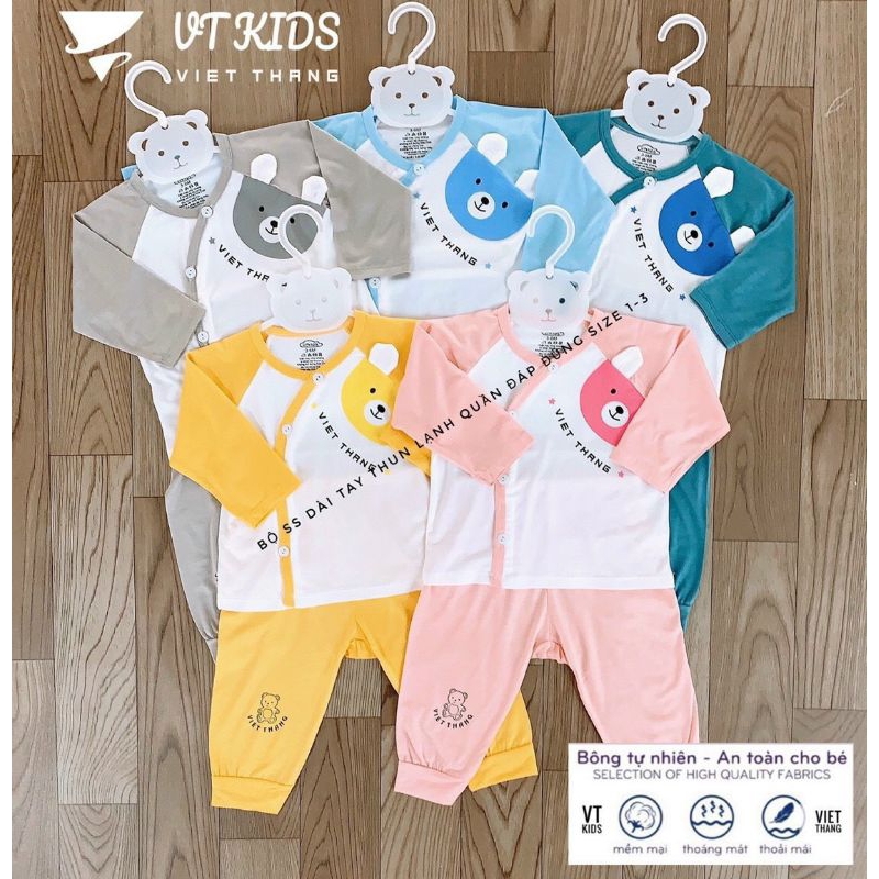 Bộ dài tay sơ sinh VTkids quần đáp đũng