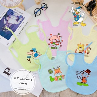 Set 2 Yếm ăn dặm dây/dán (2 lớp vải + nilon chống thấm)
