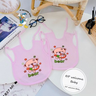 Set 2 Yếm ăn dặm dây/dán (2 lớp vải + nilon chống thấm)
